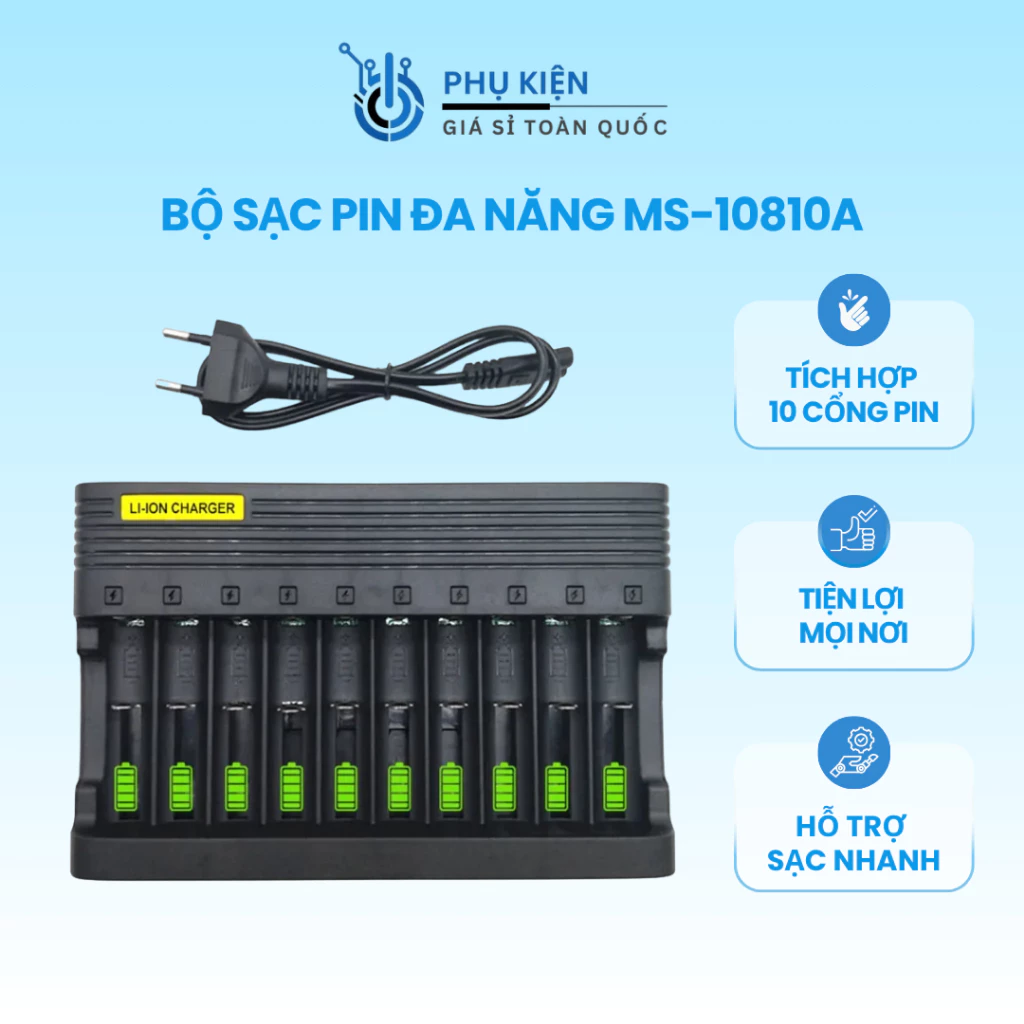Bộ sạc pin MS-10810A sạc nhanh đa năng tiết kiệm chi phí dùng mọi lúc mọi nơi