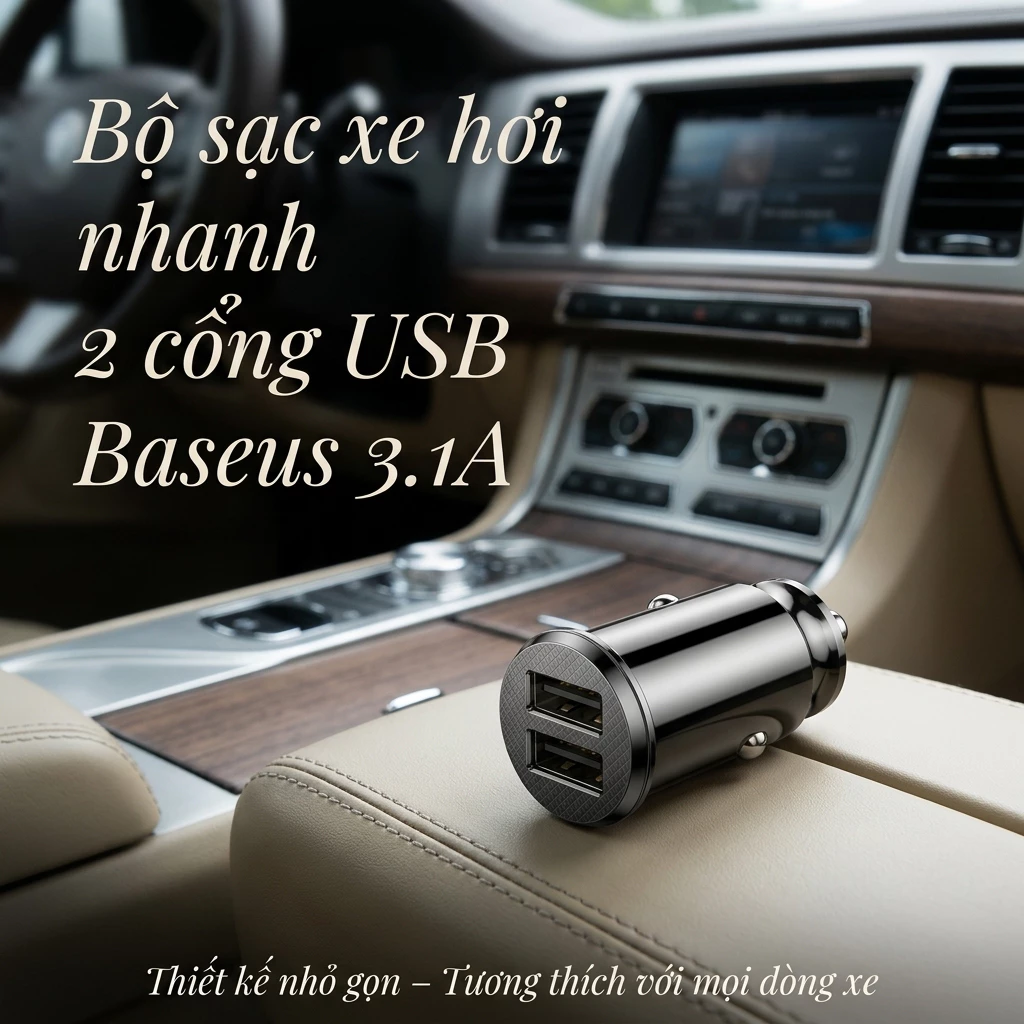 Tẩu Sạc Nhanh Baseus 2 Cổng USB + Type-C 30W – Sạc Nhanh Mọi Thiết Bị Trên Ô Tô