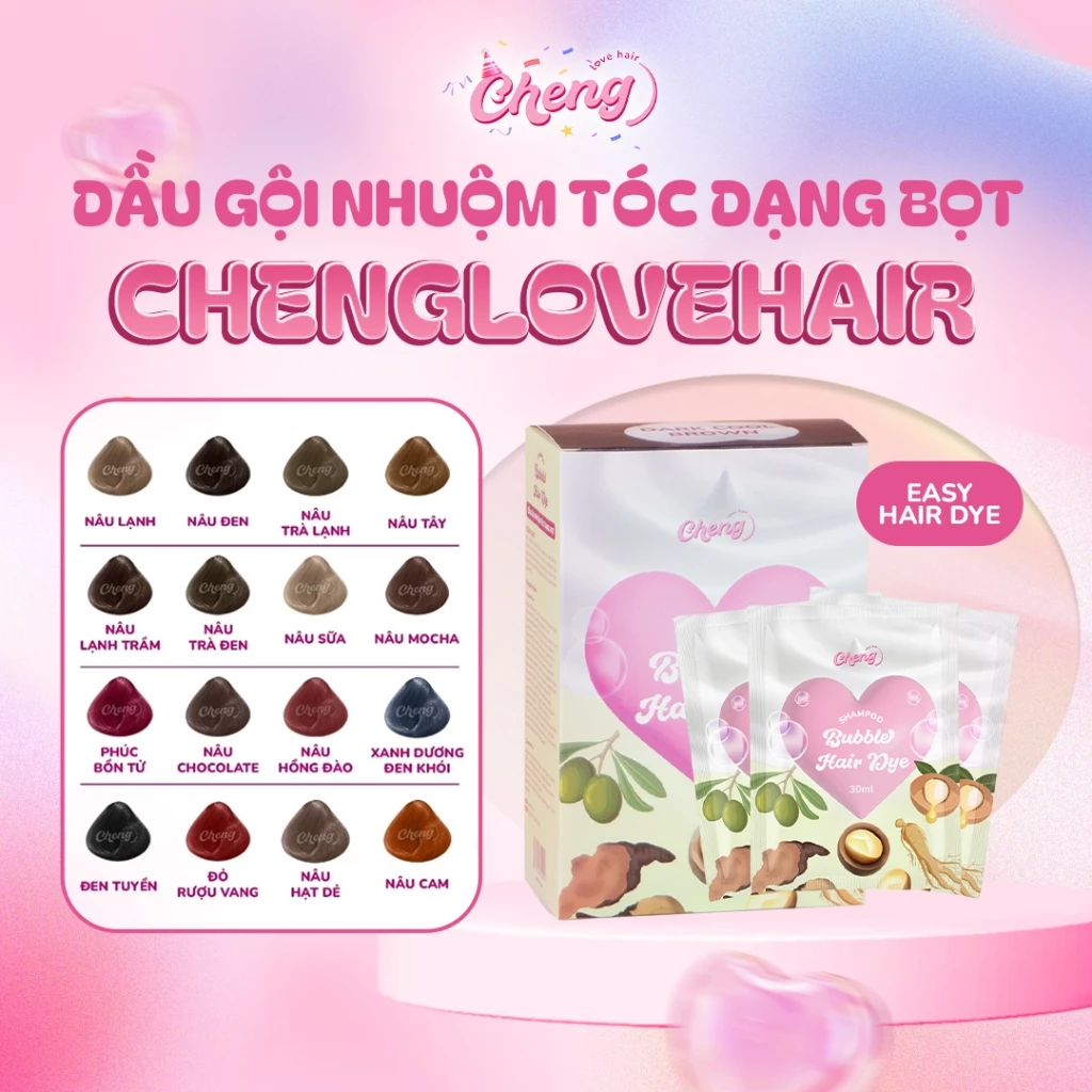 [S.VIP] Dầu gội nhuộm tóc tạo bọt, Thuốc nhuộm tóc dạng bọt chiết xuất thiên nhiên | Chenglovehair, Chenglovehairs