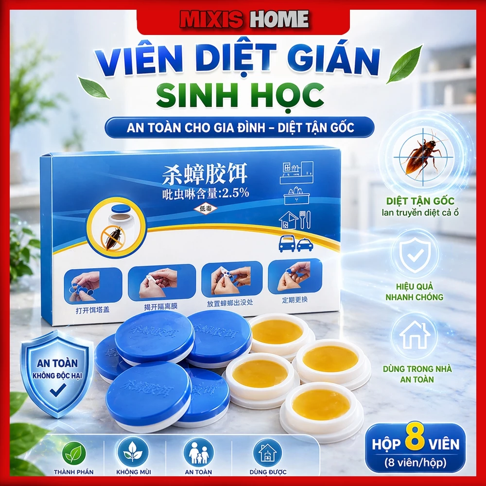 Viên Diệt Gián Tận Gốc Sinh Học Vỉ 8 Viên Hiệu Quả Cao Diệt Sạch Gián Trong Nhà - GD311
