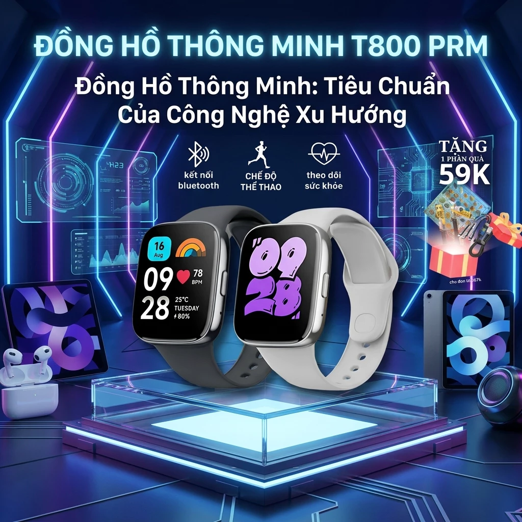 Đồng Hồ T800 PRM Thông Minh Đa Năng – Nghe Gọi, Theo Dõi Vận Động, Chống Nước, Pin Bền