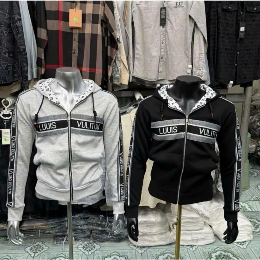 Áo Khoác Nỉ Họa Tiết Thêu Dệt Kim Trước Ngực Phối 2 Cánh Tay Chất Nỉ Mịn Dày Dặn Thoáng Mát Nón To Hàng QC 07