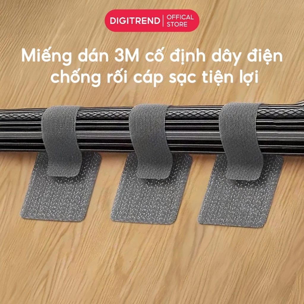 COMBO 10 Miếng Dán Cố Định Chống Rối Cáp Sạc 3M SMTech Băng Dính Gai Cố Định Dây Điện Cáp Sạc