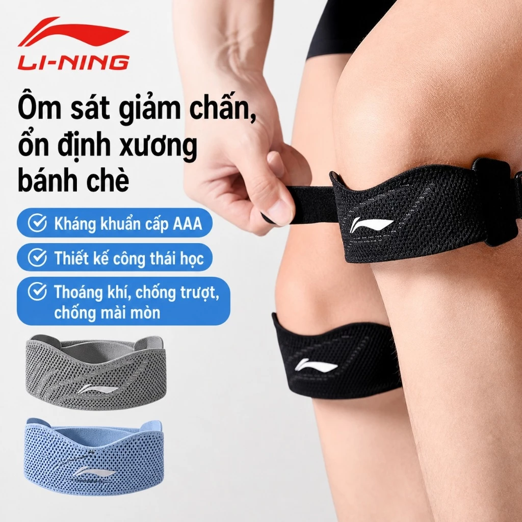 Bó gối hỗ trợ khóp SHIWEI Li-ning cao cấp, đệm silicon mềm mại thoáng khí áp suất 2 chiều LDEU289