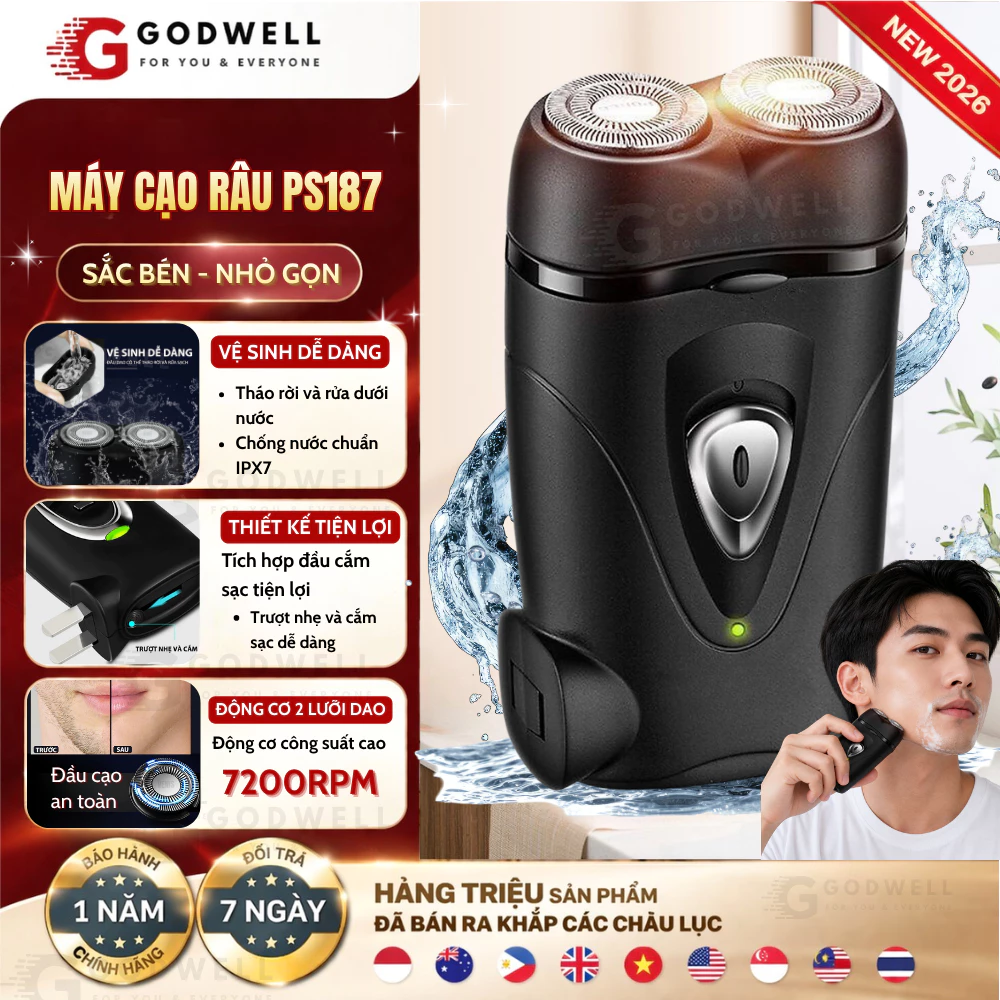 Máy Cạo Râu Sử Dụng Sạc Pin Thông Minh Tiện Lợi Có Lưỡi Dao Kép Tự Làm Sắc, Độ bền cao
