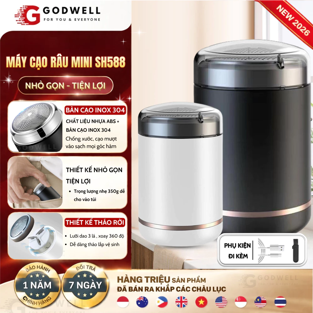 Máy cạo râu mini bỏ túi đa năng chống nước chuẩn IPX7 , cắm sạc USB tiện lợi 6 lưỡi dao kép