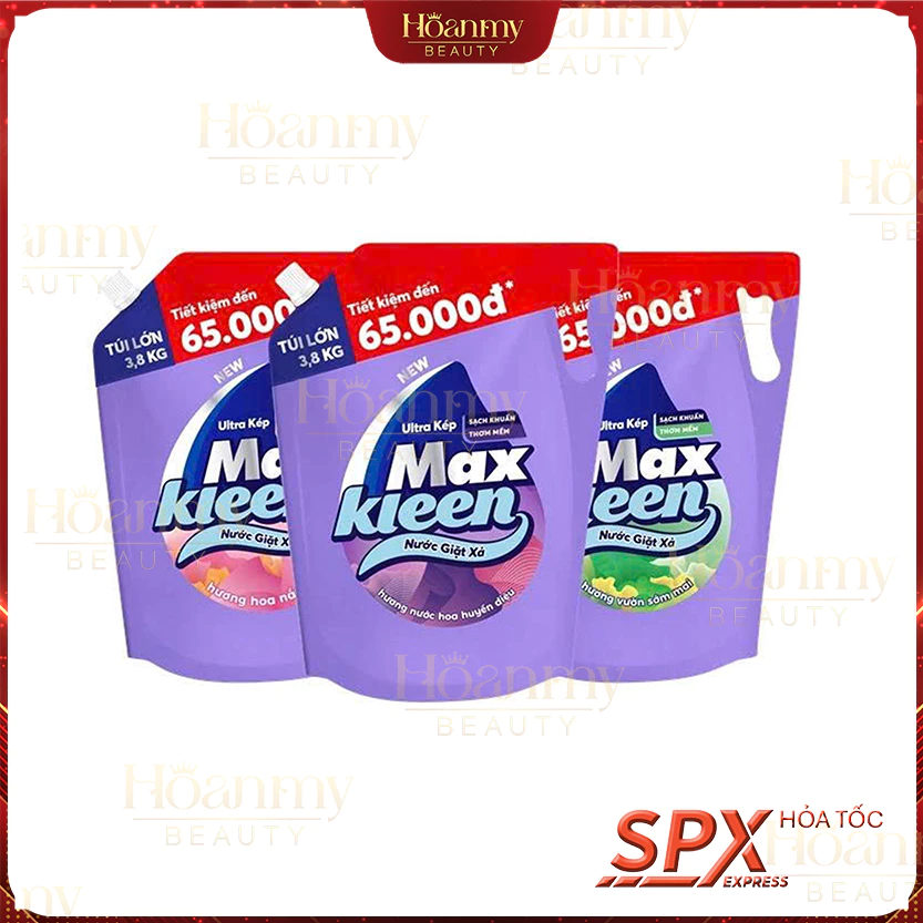 Túi Nước Giặt Xả MaxKleen 3.8kg Hương Nước hoa huyền diệu/ Hoa nắng/ Vườn sớm mai