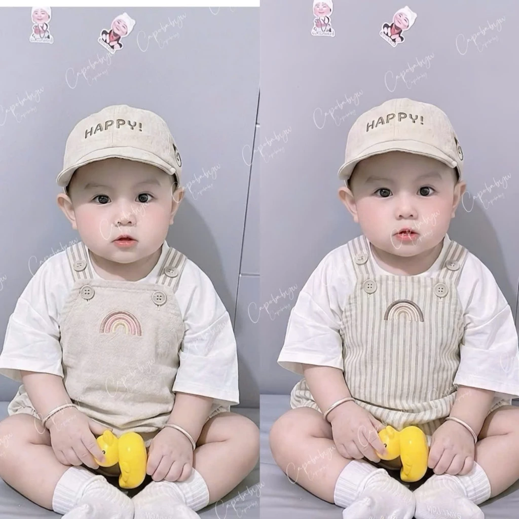 Set yếm đùi em bé họa tiết cầu vồng 2 chi tiết gồm áo thun và yếm đùi siêu đáng yêu cho cả bé trai bé gái [B032]