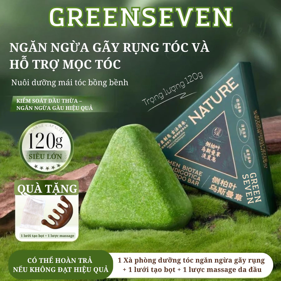 Xà Phòng Gội Đầu Chính Hãng Green Seven Thảo Mộc Cỏ Usma Tân Cương Xà Bông Giảm Gàu Mọc Tóc Ngăn Rụng Tóc