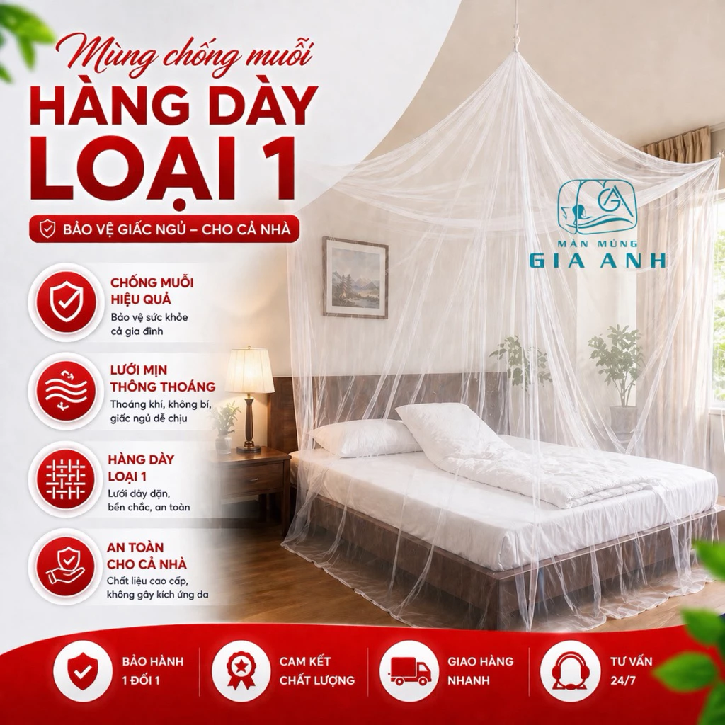 [THỦ ĐÔ] Mùng màn tuyn Thủ Đô Loại 1  - 20/10 chống muỗi, đa dạng kích thước 1m2 1m4 1m6 1m8 2m2