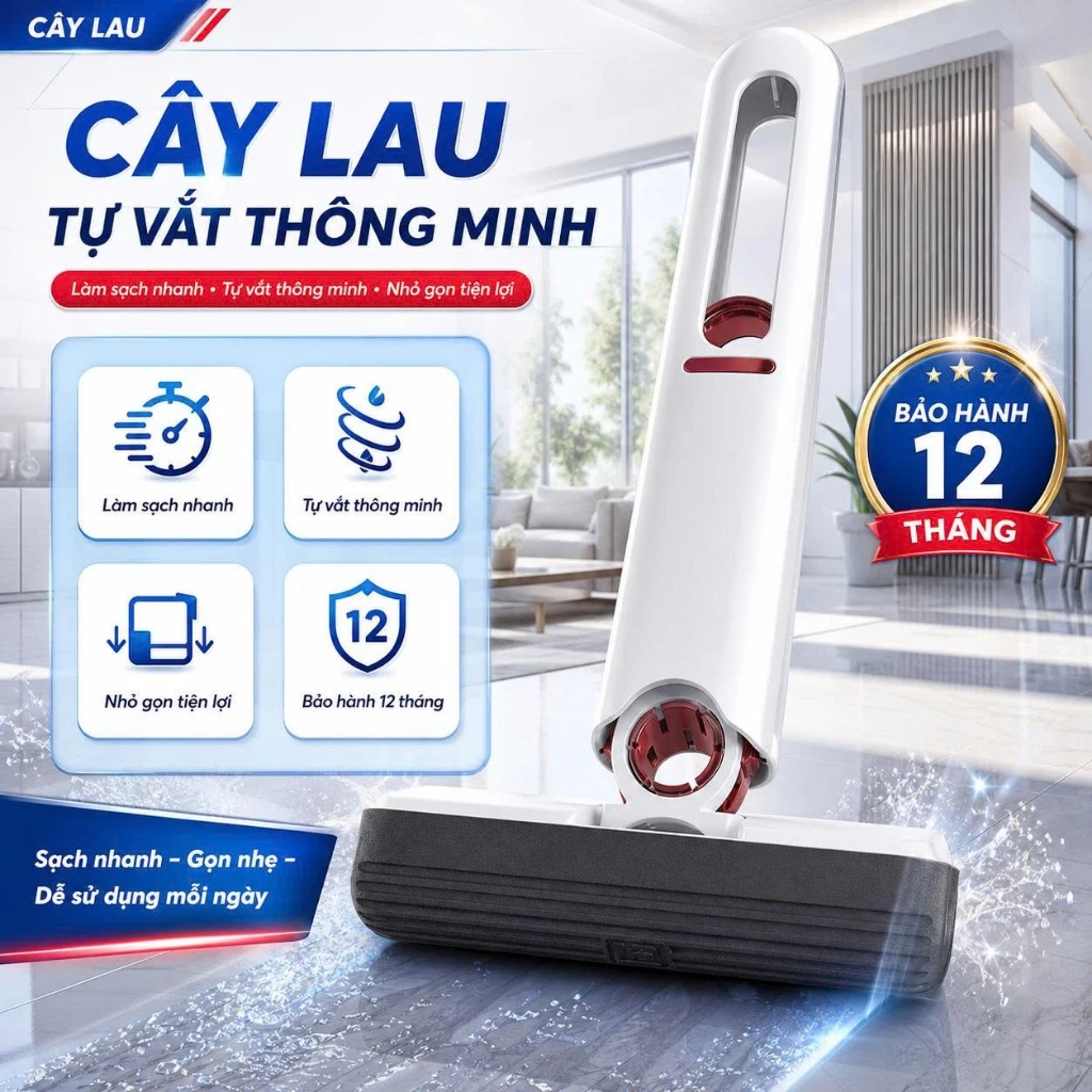 Cây lau bàn bếp tự vắt thông minh, Cây lau đa năng bọt biển siêu thấm hút, làm sạch cực nhanh chóng, nhỏ gọn tiện lợi