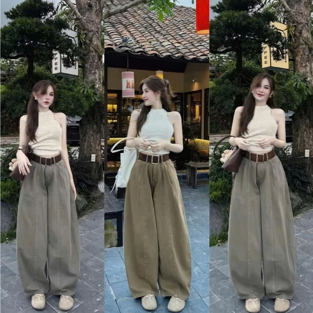 [WIN BOUTIQUE] QUẦN JEANS NỮ ỐNG RỘNG SIẾT LY CẠP CAO HÁCH DÁNG HOTTREND 2026