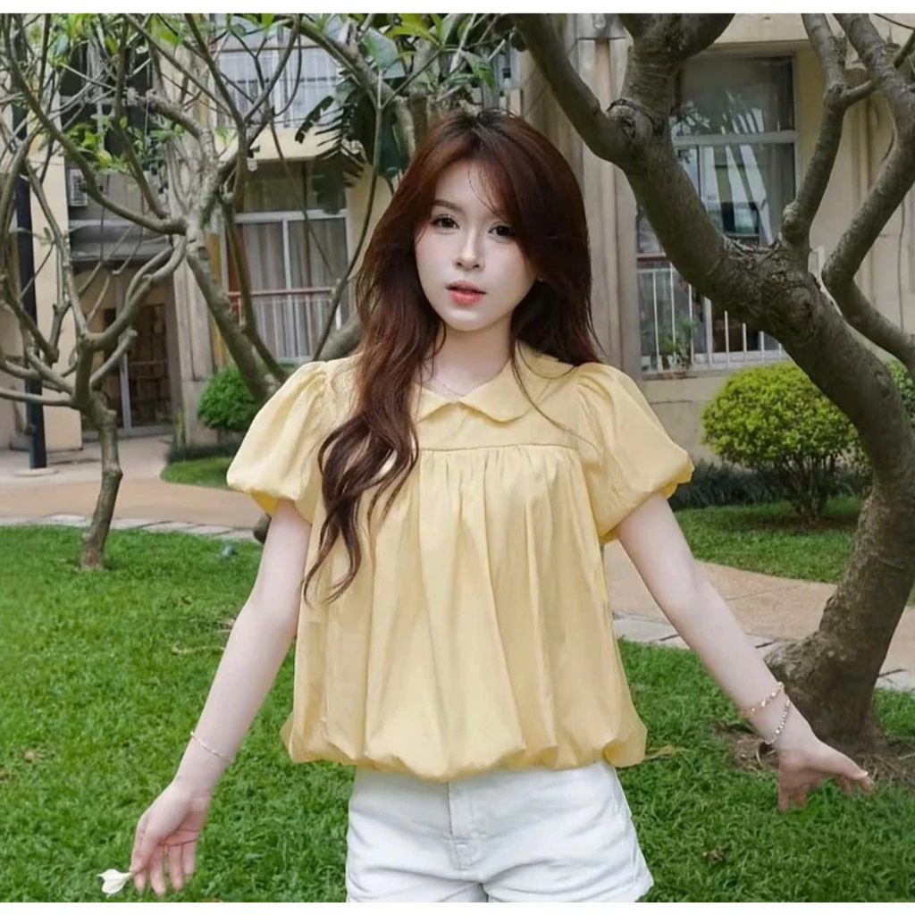 ÁO KIỂU BABYDOLL CỔ SEN TAY BỒNG,ÁO SƠ MI DÁNG BI SORA TOP NHIỀU MÀU HOTTREND PHONG CÁCH HÀN