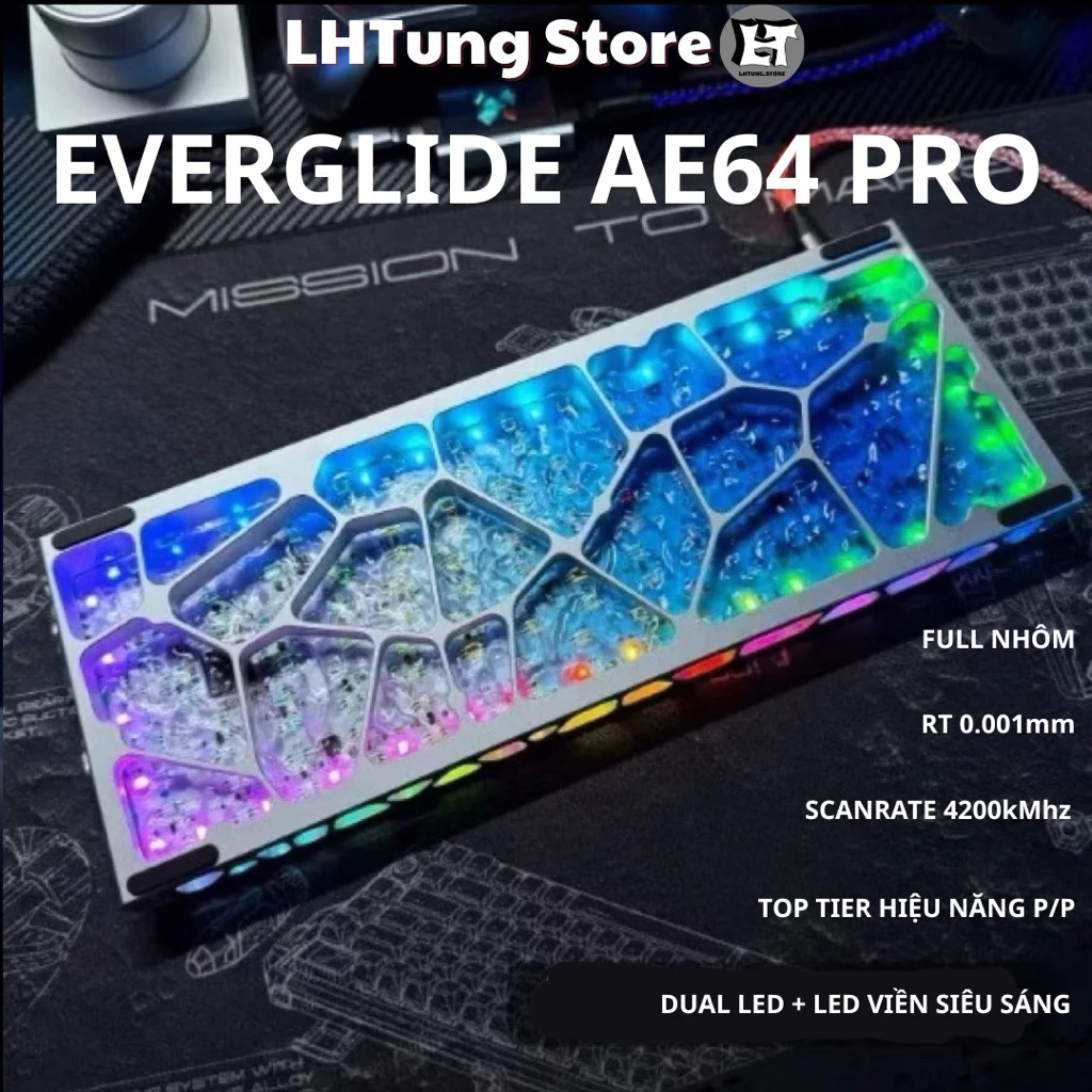 [SẴN GIAO] Bàn phím cơ gaming Everglide AE64 Pro HE | Kit AE64 Pro | Rapid Trigger | 8000hz | Scanrate 4200kHZ | LHTung