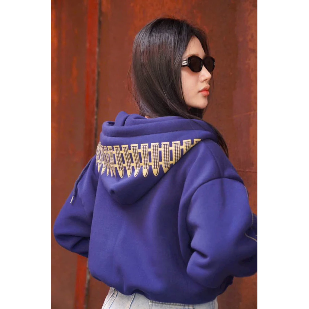 Áo khoác ủ kem kiểu croptop from boxy chất liệu nỉ dày dặn