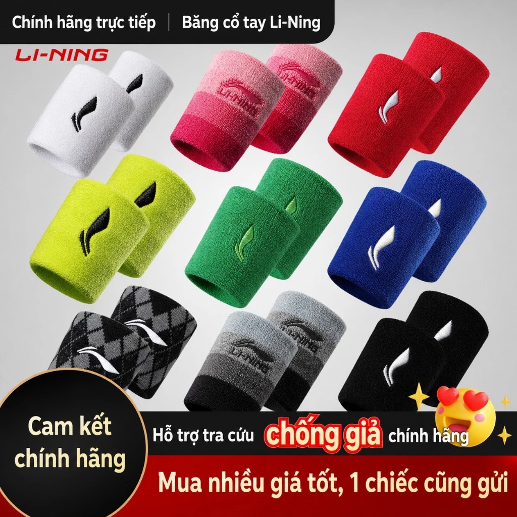 COMBO băng chặn, băng đô thê thao SHIWEI LI-NING thấm mồ hôi, băng cổ tay cầu lông, Tenis, gym, yoga chạy bộ LN198