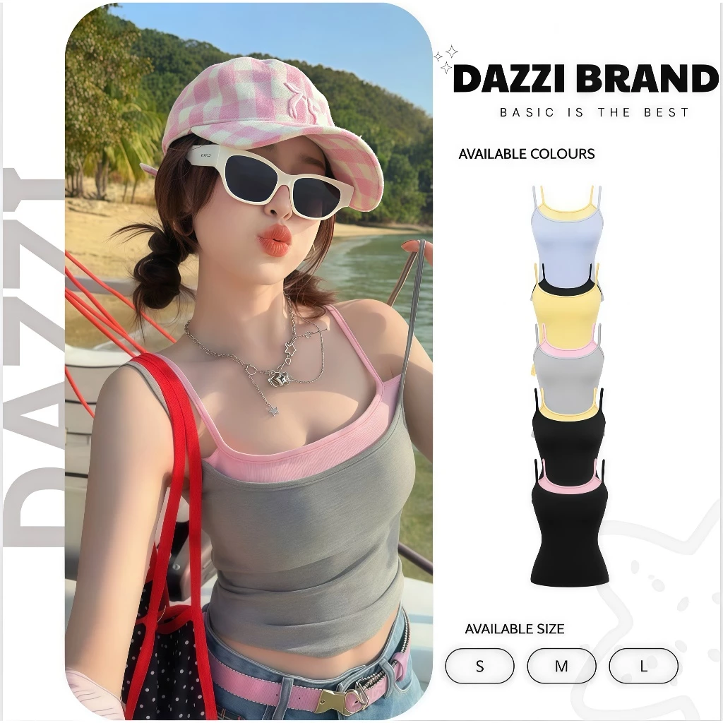 [KÈM MÚT] Áo 2 dây phối màu pastel MÙA HÈ nữ tính form ôm dáng vải cotton DAZZI Women A090