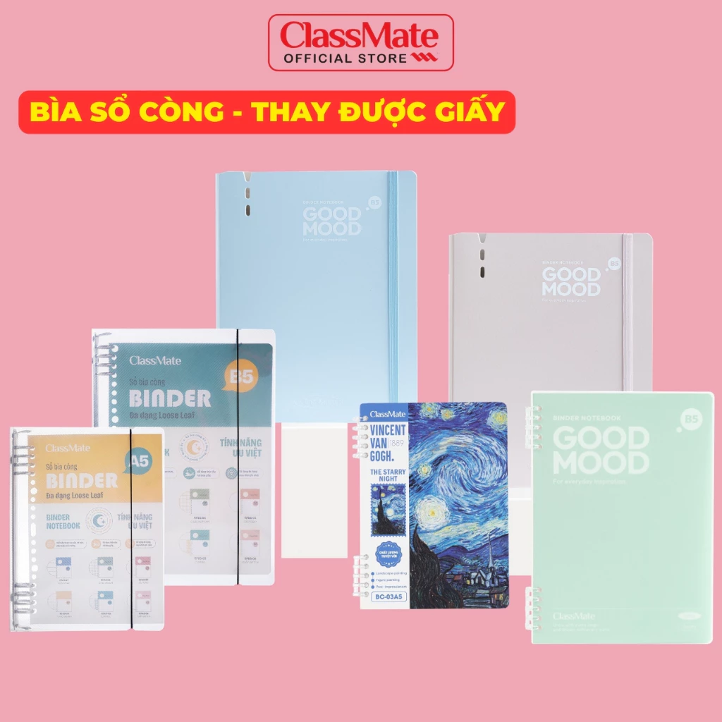 Bìa Sổ Còng Classmate Sổ Còng Thay Được Giấy, Viết Không Cấn Tay, Sổ Còng Nhựa, Còng Kim Loại, Sổ Ghi Chép
