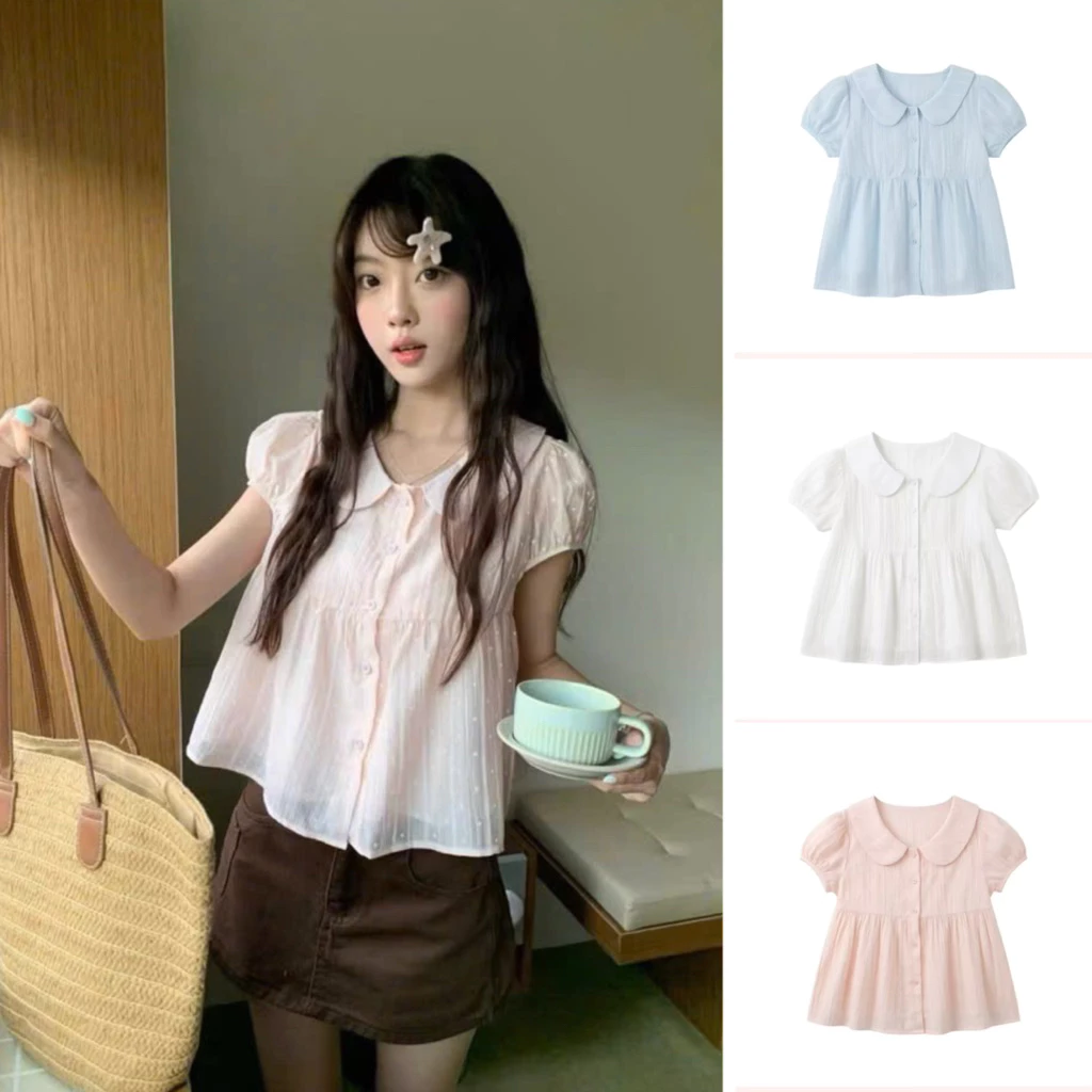 [Hàng QC L1] Áo babydoll cổ sen bảng màu pastel dễ thương Aurora Top 3612