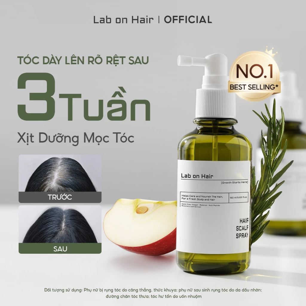 Xịt mọc tóc Lab on Hair 160ml xịt dưỡng tóc với giấm táo Kích thích mọc tóc Rụng Tóc