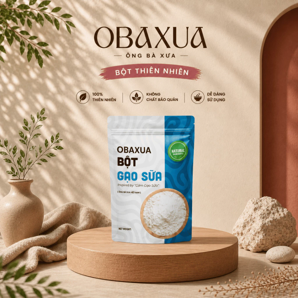 OBAXUA – Bột Gạo Sữa (Bột Cám Gạo) Xay Mịn Thiên Nhiên | 250g / 500g / 1kg