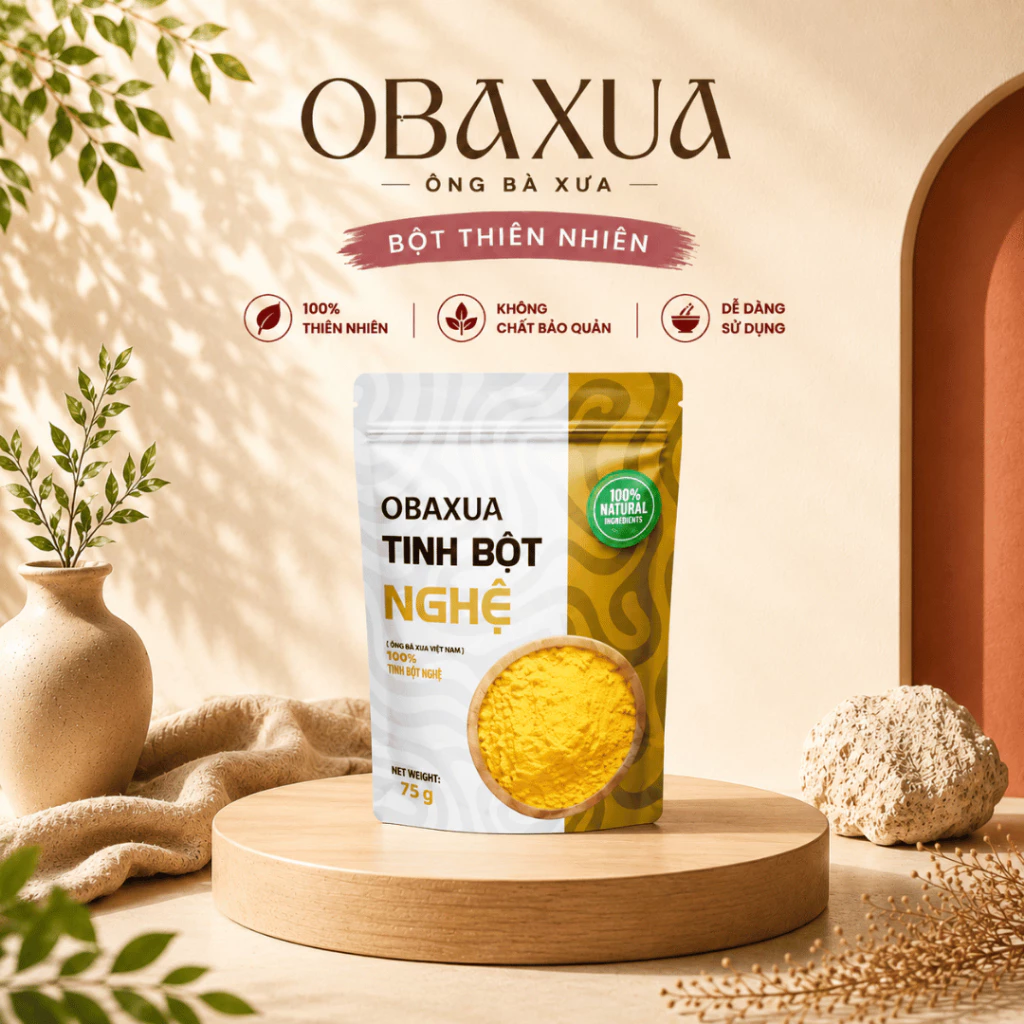 Tinh Bột Nghệ Nguyên Chất OBAXUA - Combo 3 Gói 75g
