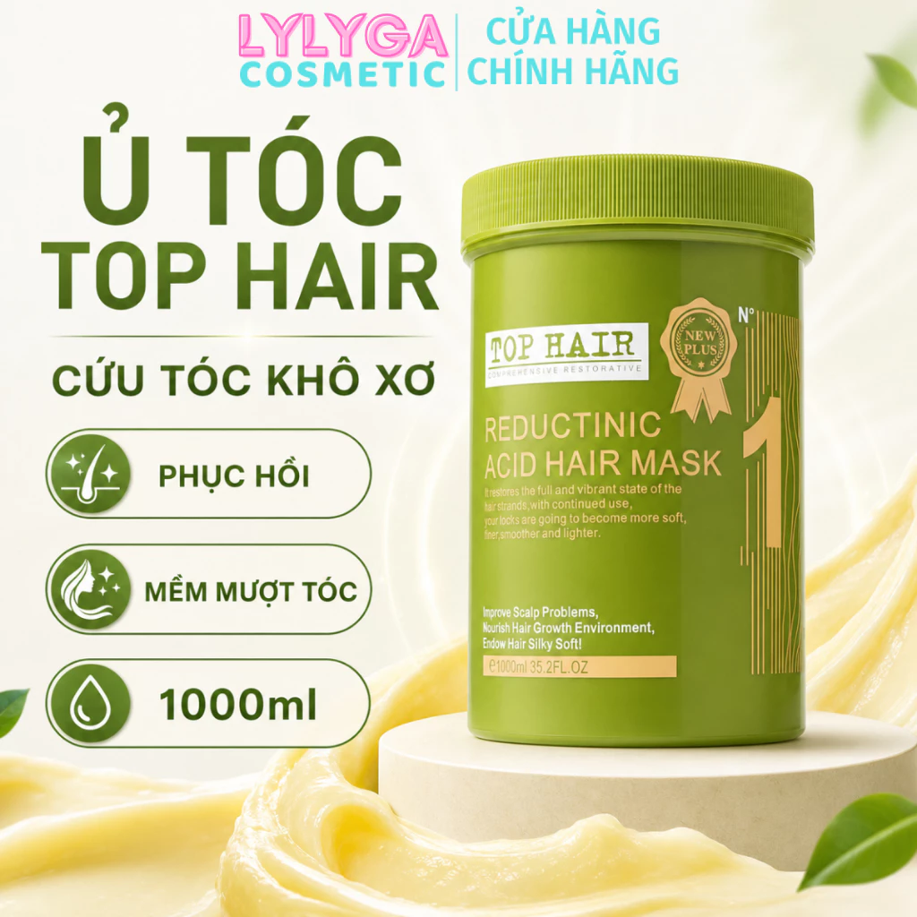 Kem ủ tóc TOP HAIR 1000ML ủ tóc phục hồi toàn diện, dầu xả dưỡng tóc, Dầu hấp chăm sóc phục hồi hư tổn Tophair