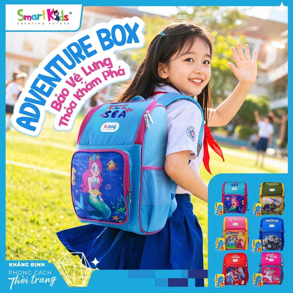 [6 mẫu] Balo B.bag Chống Gù Cho Học sinh Tiểu học Cấp 1 Adventure Box Bảo vệ cột sống