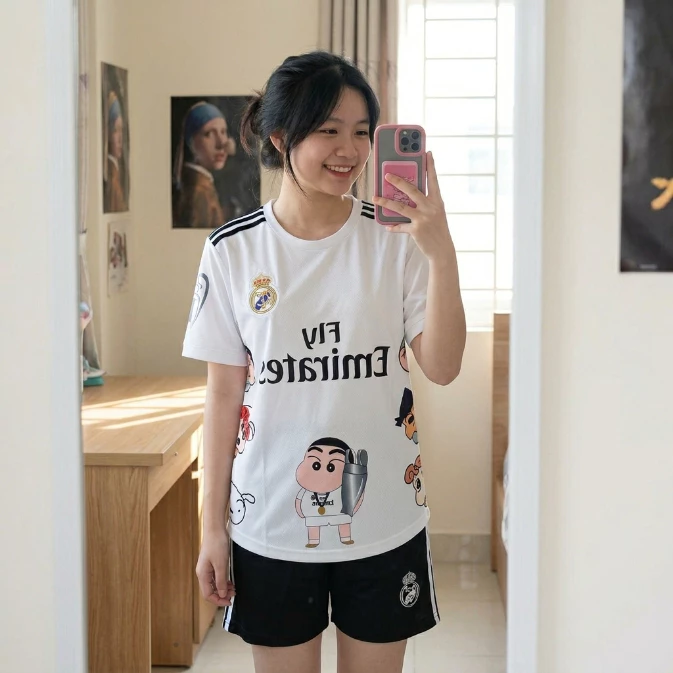 {CÓ IN TÊN SỐ} Bộ áo quần bóng đá REAL CUSHIN áo thể thao nam nữ, áo đá banh,chất mè,thấm hút mồ hôi