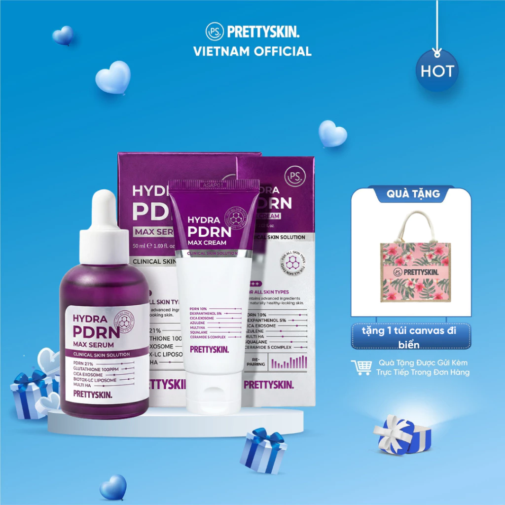(Tặng túi canvas) Combo serum và kem dưỡng cấp ẩm phục hồi sinh học PDRN