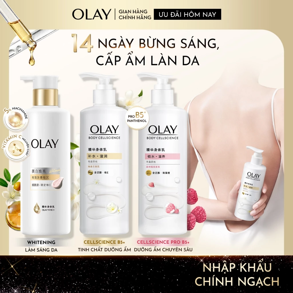 [MỚI] Sữa Dưỡng Thể OLAY Sáng Da Với 5% Niacinamde & Vitamin C/ Dưỡng Ẩm Chuyên Sâu Với Vitamin Pro B5+ 260G