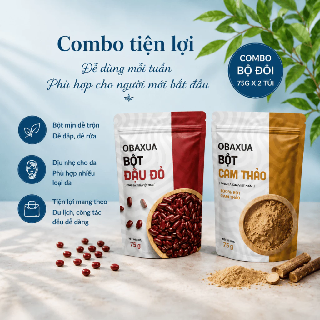 OBAXUA – Combo Đậu Đỏ & Cam Thảo – Bộ Đôi Bột Dân Gian | 75g