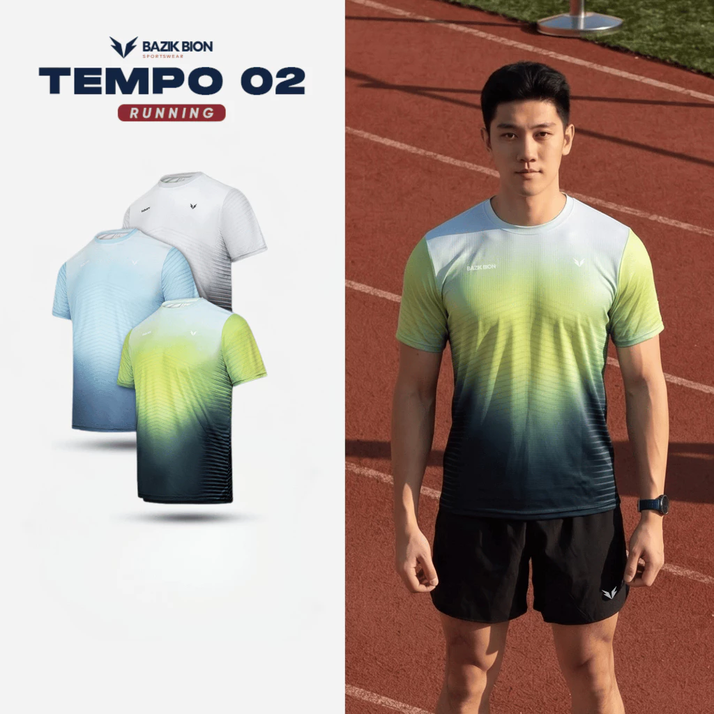 Áo Thể Thao Chạy Bộ BAZIK BION Tempo 2 Siêu nhẹ, Thấm hút mồ hôi, Nhanh khô, Thoải mái vận - A64