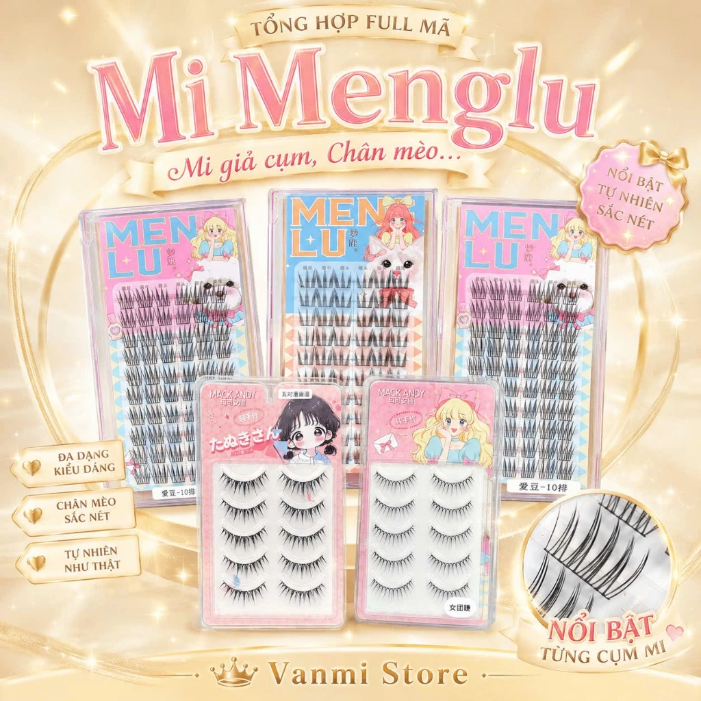Mi giả cụm Menglu, mi menglu chân mèo, mi giả cụm, mi menglu tai thỏ - Vanmi Store