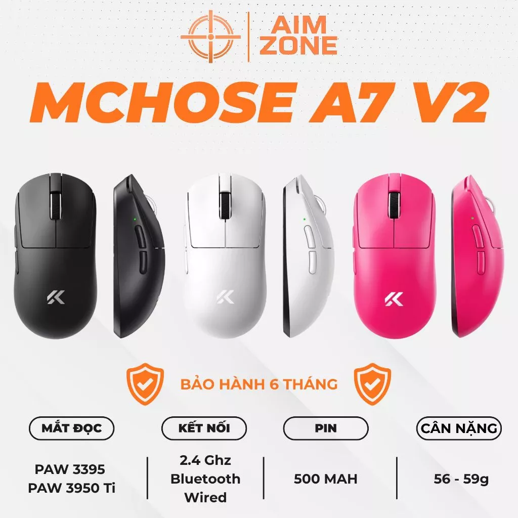 Chuột Gaming Không Dây Mchose A7 V2 Pro / A7V2 Pro Plus / A7V2 Ultra /  A7V2 Ultra Plus - Bảo Hành 6 Tháng