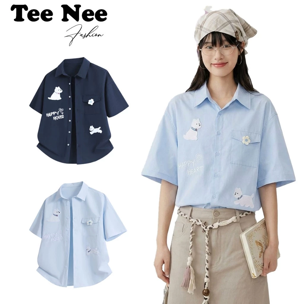 [ DEAL MỞ BÁN ] Áo Sơ Mi Nữ Ngắn Tay Thêu Nổi Thời Trang Chất Vải Cao Cấp Form Đẹp