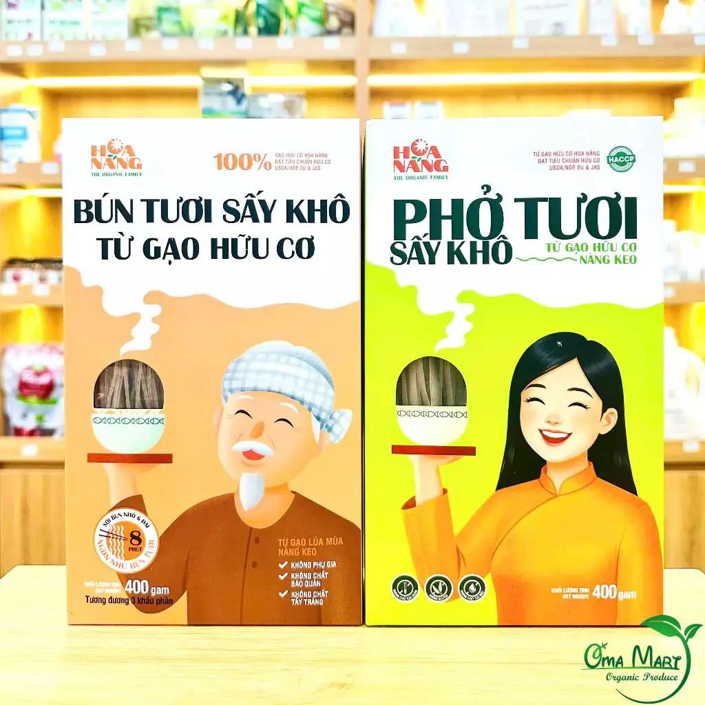Bún Phở Gạo Tươi Sấy Khô Hữu Cơ Hoa Nắng - Thực Phẩm Eat Clean, Healthy, Phù Hợp Ăn Kiêng, Giảm Cân
