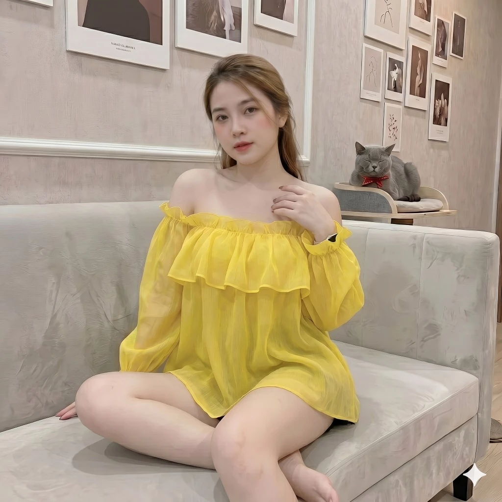 Áo Trễ Vai Nữ 2 Lớp Bánh Bèo Tay Phồng Dáng Xinh Style Hàn Quốc Nhiều Màu