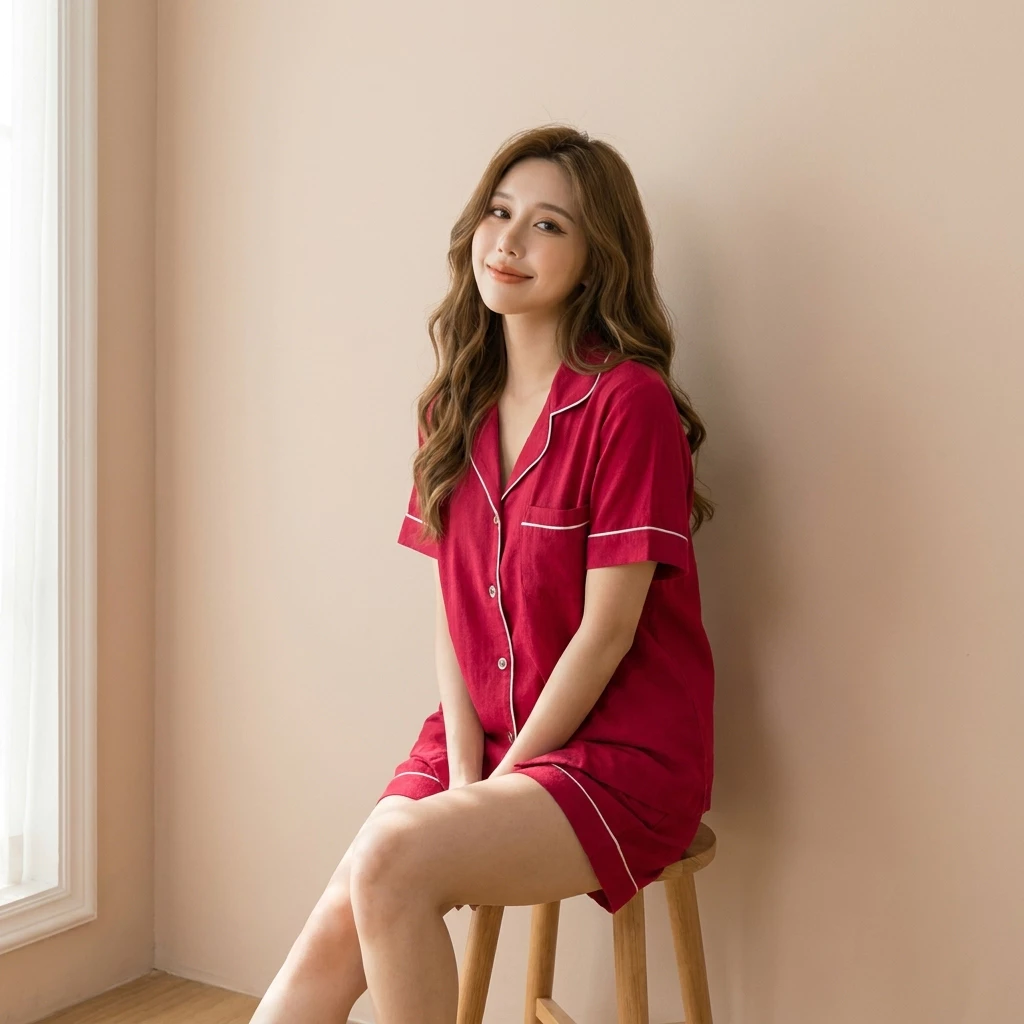 Bộ💖 Bộ Pijama Lụa Xước Trơn Nữ 🎀 Vải Mềm Mượt, Thoải Mái Dễ Chịu 🌙 Đồ Ngủ Mặc Nhà Cao Cấp