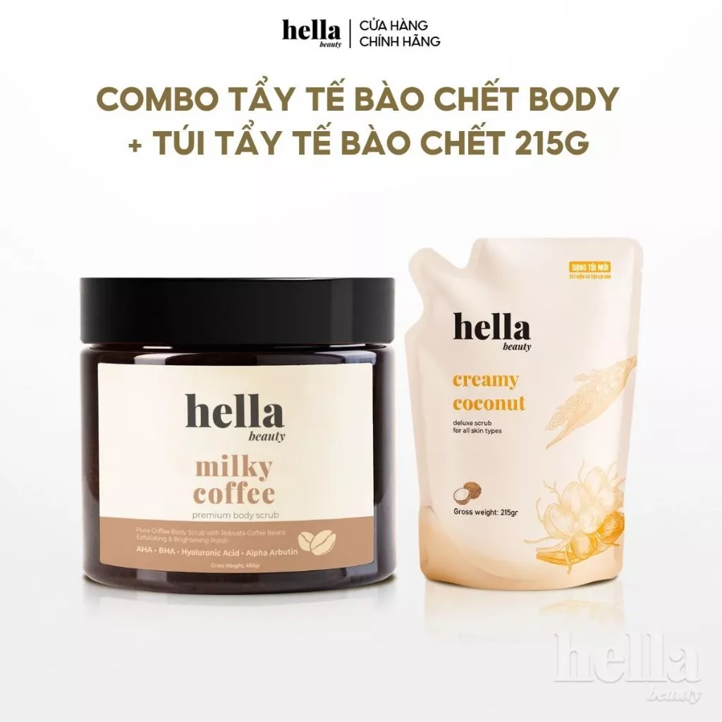 Combo Tẩy tế bào chết body + Túi tẩy tế bào chết body refill 215g