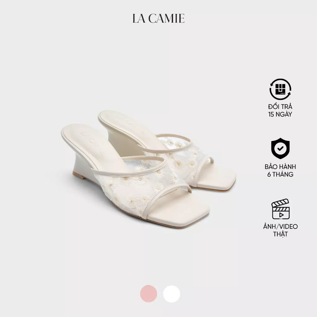 Dép xuồng chất liệu Ren hoa với thiết kế dịu dàng nữ tính thương hiệu La Camie DX6B0307