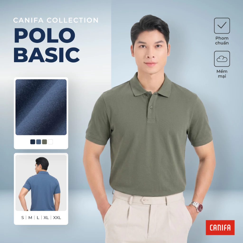 Áo polo nam CANIFA phom regular hạn chế nhăn 8TP26S015