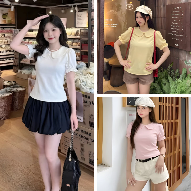 Áo thun nữ cổ sen tay bồng dáng lửng ôm body nhiều màu vải co giãn 4 chiều áo kiểu nữ cổ sen đi chơi đi biển năng động