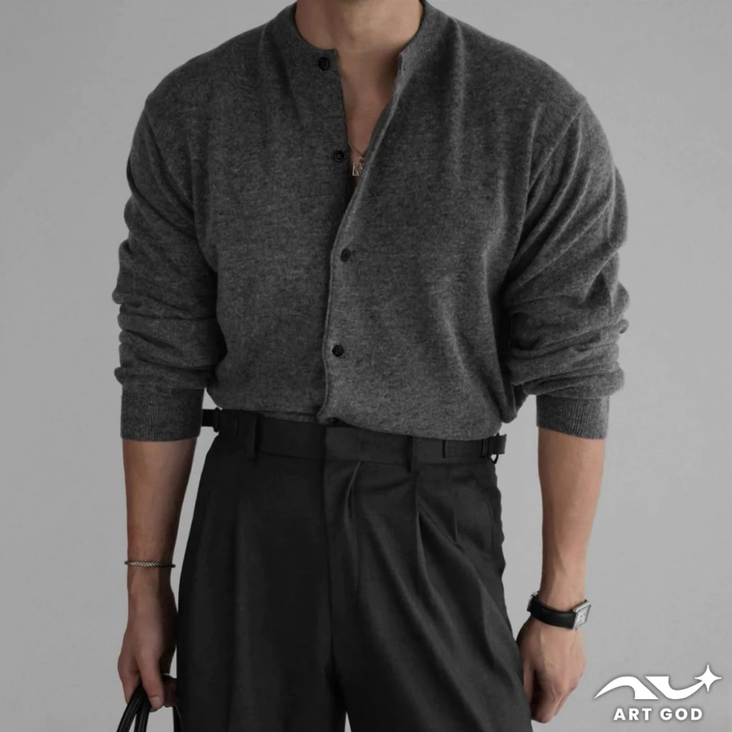 Áo Cardigan Nam Dài Tay Chất Vải Len Tăm Cao Cấp Thu Đông Dễ Phối Đồ Unisex ARTGOD HMK02