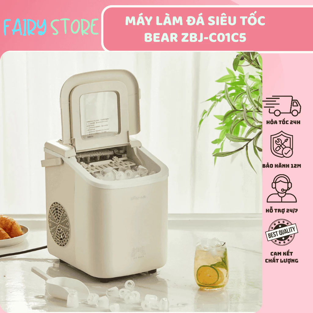 Máy Làm Đá Siêu Tốc Bear ZBJ-C01C5 Nhiều Chế Độ, Phù Hợp Cho Du Lịch , Dã Ngoại, Đi Chơi Xa Nhà