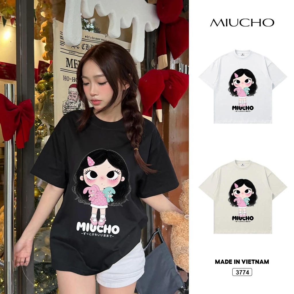 Áo thun boxy Cute Doll Chibi hot trend phong cách Hàn Quốc Miucho 3774
