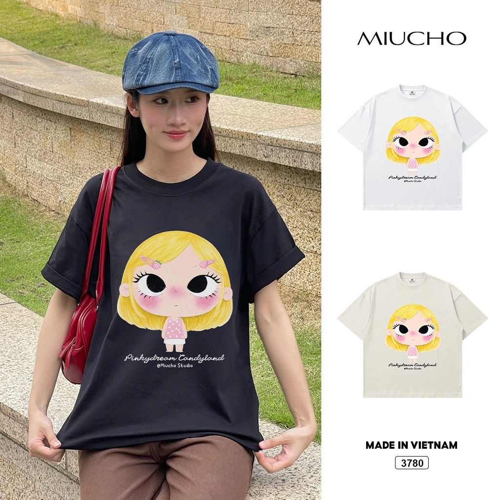 Áo thun nữ form boxy Kawaii Girl bé gái dễ thương style Hàn Quốc Miucho 3780