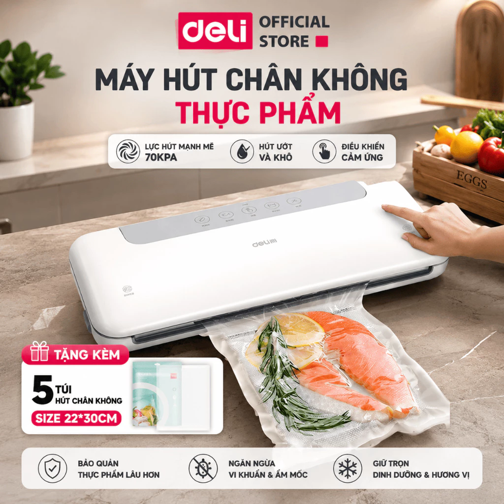 [TẶNG CÂY LAU NHÀ] Máy Hút Chân Không Thực Phẩm Deli Bảo Quản Thực Phẩm Tươi Lâu Hơn Hút Tự Động Hàn Miệng Túi