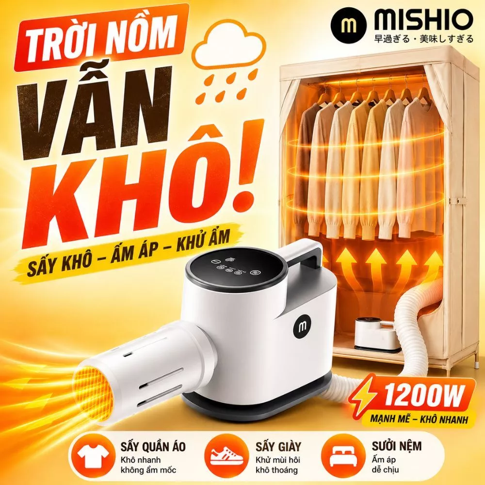 Máy Sấy UV diệt khuẩn Quần Áo, Giày, sưởi Chăn nệm mùa lạnh Mishio MK308 - Hàng Chính Hãng