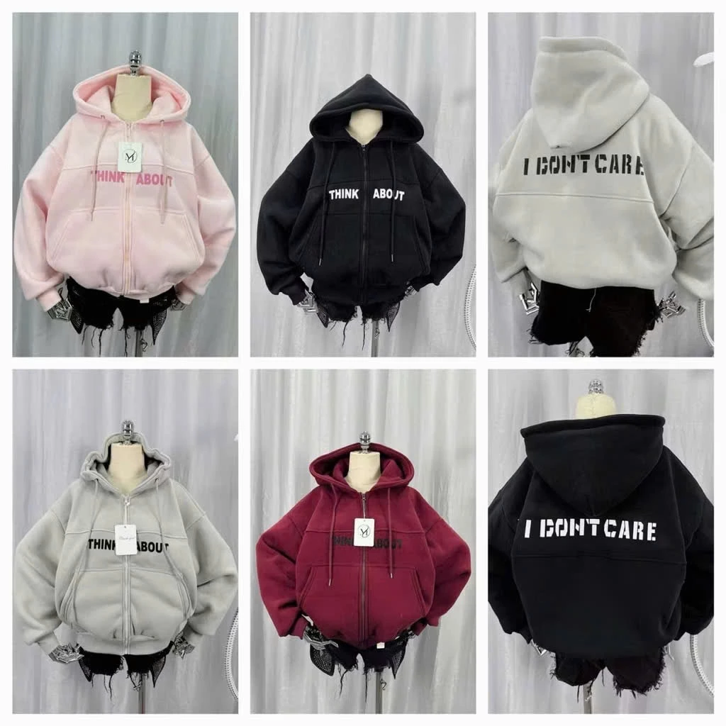 Áo Khoác Hoodie Zip Nam Nữ Form Boxy THINK ABOUT Local Brand Ulzzang Cực Chất